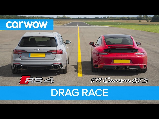 Porsche 911 GTS vs Audi RS4 - DRAG RACE, ROLLING RACE AND BRAKE TEST