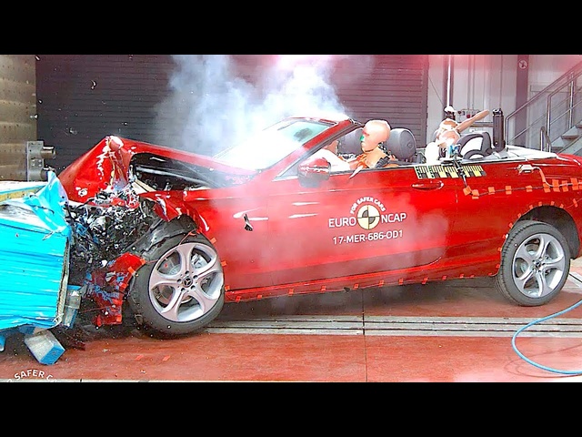 Fascinating + Scary Mercedes Cabriolet Crash Test 5 Star Rating Video Mercedes C Class Convertible