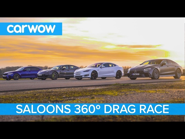 Tesla S P100D v AMG GT 4 v BMW M5 v Porsche Panamera Turbo S - 360° DRAG, ROLLING RACE & BRAKE TEST