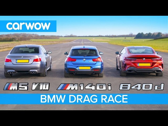 BMW 840d vs M140i vs E60 M5 V10 - DRAG RACE, ROLLING RACE AND BRAKE TEST