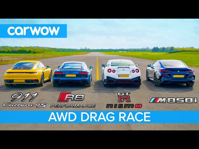 New 911 vs GT-R NISMO vs Audi R8 vs BMW M850i - DRAG RACE, ROLLING RACE & BRAKE TEST