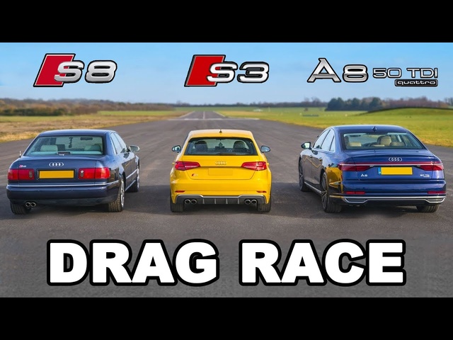 Audi S8 v Audi S3 v Audi A8: DRAG RACE