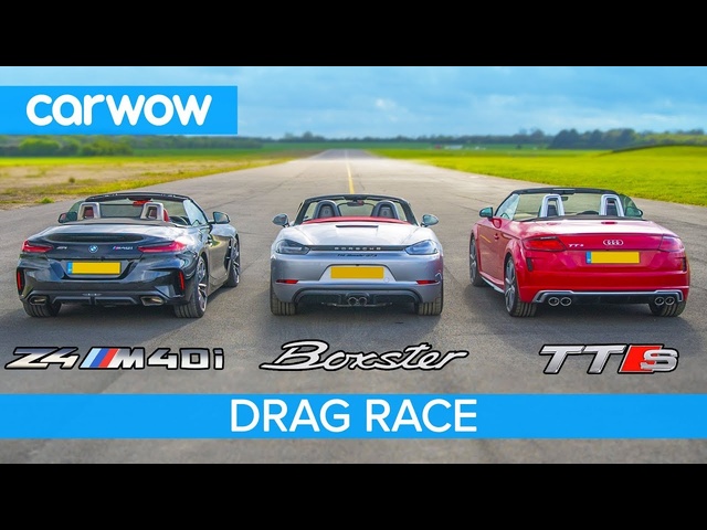 BMW Z4 M40i v Porsche Boxster GTS vs Audi TT-S - DRAG RACE, ROLLING RACE & BRAKE TEST