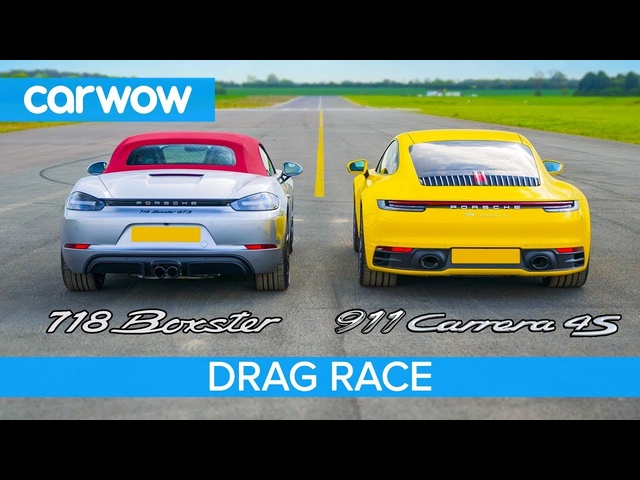 New Porsche 911 vs Boxster GTS - DRAG RACE, ROLLING RACE & BRAKE TEST
