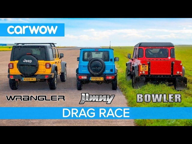 Suzuki Jimny vs <em>Jeep</em> Wrangler vs Bowler (Off-Road) - DRAG RACE, ROLLING RACE & BRAKE TEST