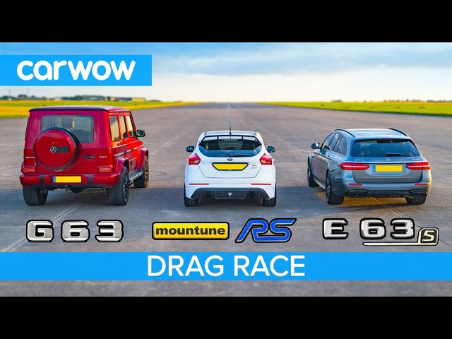 Mercedes-AMG E63 S vs G63 vs 520hp Ford Focus RS – DRAG RACE, ROLLING RACE & BRAKE TEST!