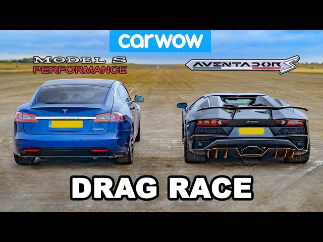 Lamborghini Aventador vs NEW Tesla Model S Performance: DRAG RACE!