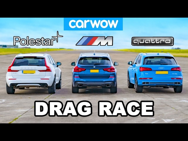 BMW X3 M40i vs <em>Volvo</em> XC60 Polestar vs Audi Q5e: DRAG RACE
