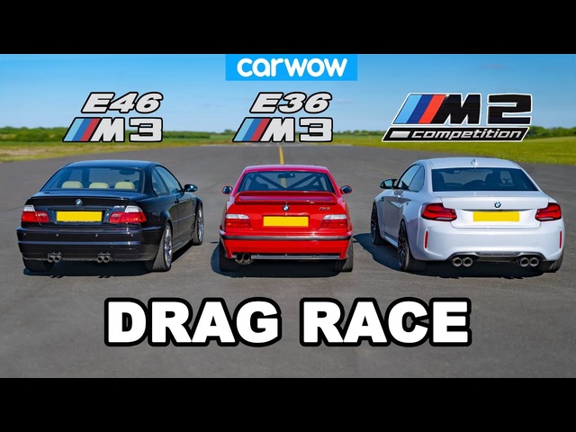 <em>BMW</em> E46 M3 vs E36 M3 vs M2 Comp: DRAG RACE