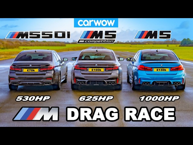 BMW M5 1000hp v M5 Comp v M550i - DRAG RACE