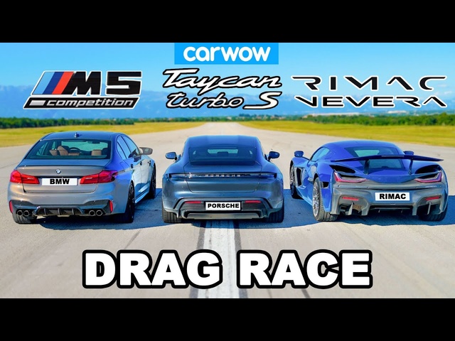 Rimac Nevera vs <em>Porsche</em> Taycan vs BMW M5: DRAG RACE