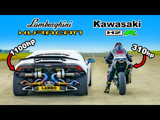 Lamborghini Huracan Turbo vs Kawasaki H2R: DRAG RACE