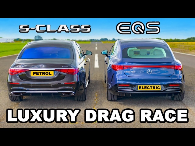 <em>Mercedes</em> S-Class vs EQS: DRAG RACE *Petrol vs Electric*