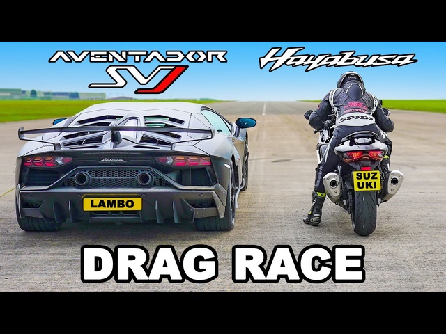 Lamborghini SVJ v Suzuki Hayabusa: DRAG RACE