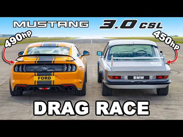 BMW 3.0 CSL vs Ford Mustang V8: DRAG RACE