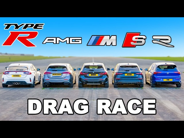 New Civic Type R v M135i v A35 v S3 v Golf R: DRAG RACE