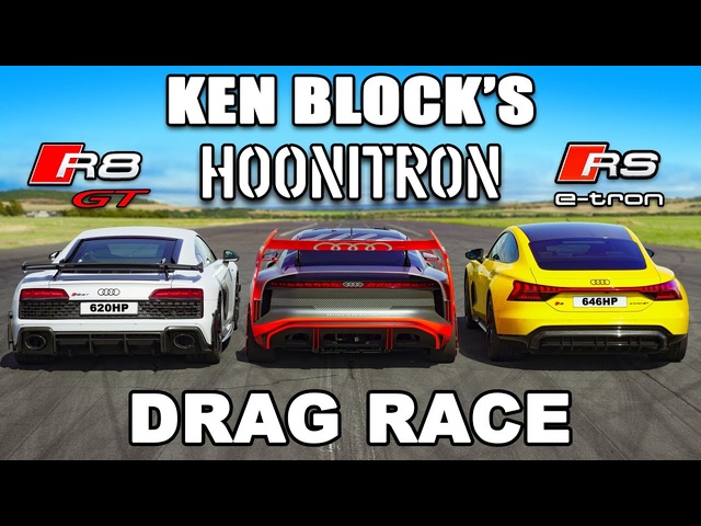 Ken Block Hoonitron v <em>Audi</em> R8 GT v RS e-tron GT: DRAG RACE