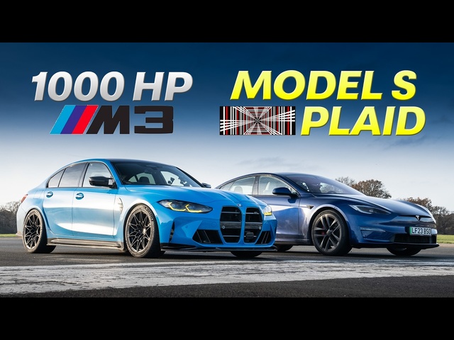 Drag Race: 1,000hp BMW M3 vs 1,000hp Tesla Model S Plaid