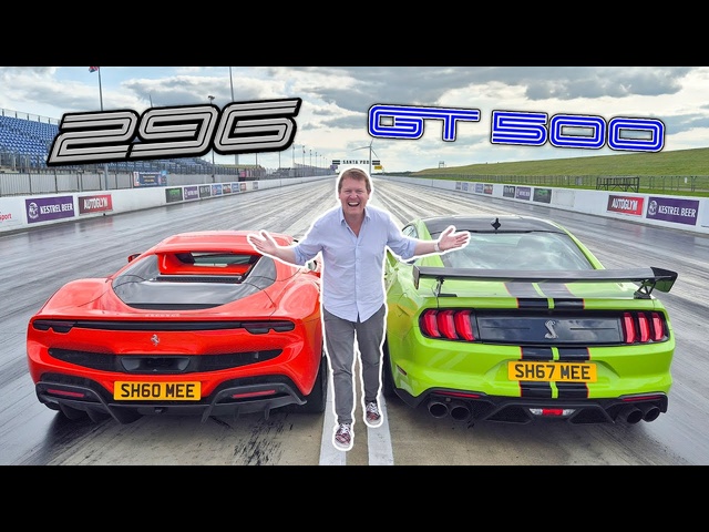 DRAG RACE: Ferrari 296 GTS vs Shelby GT500