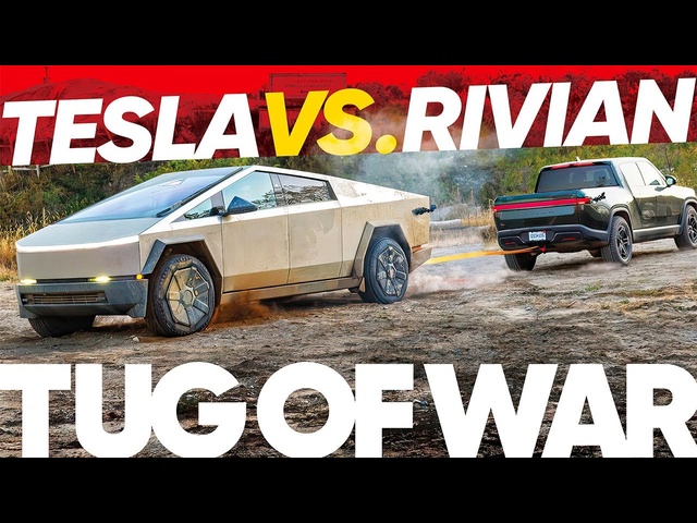 Tug of War! <em>Tesla</em> Cybertruck Beast vs. Rivian R1T Tri!