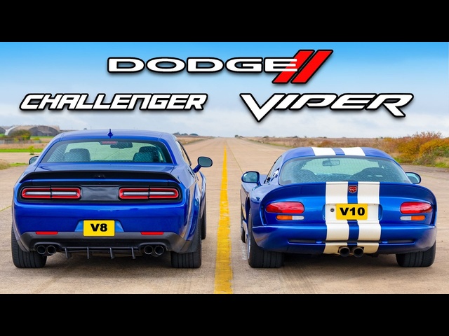 V10 Dodge Viper v V8 Challenger: DRAG RACE